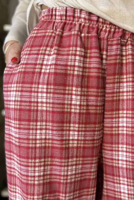 Patrick Plaid Brushed Cotton Demi Bloom Pant Soft Red